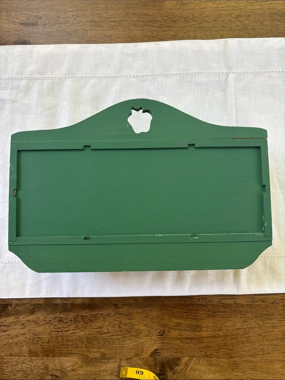 Vintage Rustic Green Apple Wall Shelf with Hooks - Decorative Home Organizer